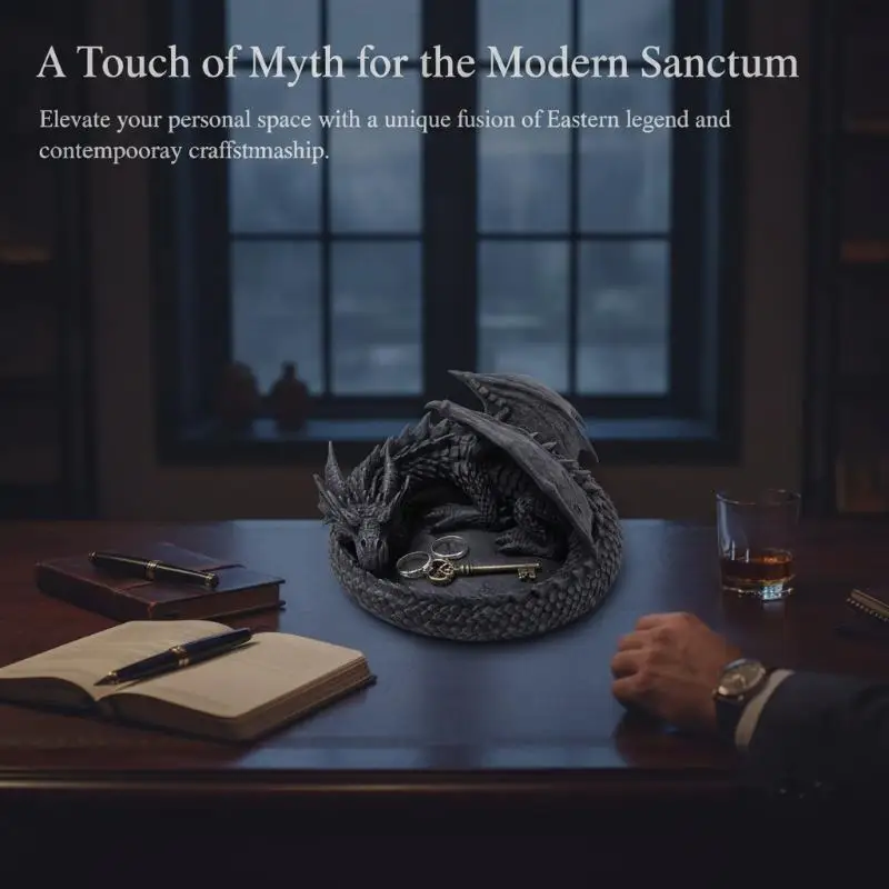Gotisches Drachen-Wächter-Schmucktablett, 3D-gedruckte Figur eines gewickelten Drachen, Aufbewahrungsdekoration für Tischdekoration, Schlüsselanhänger und Schmuckstücke. – Detail 3