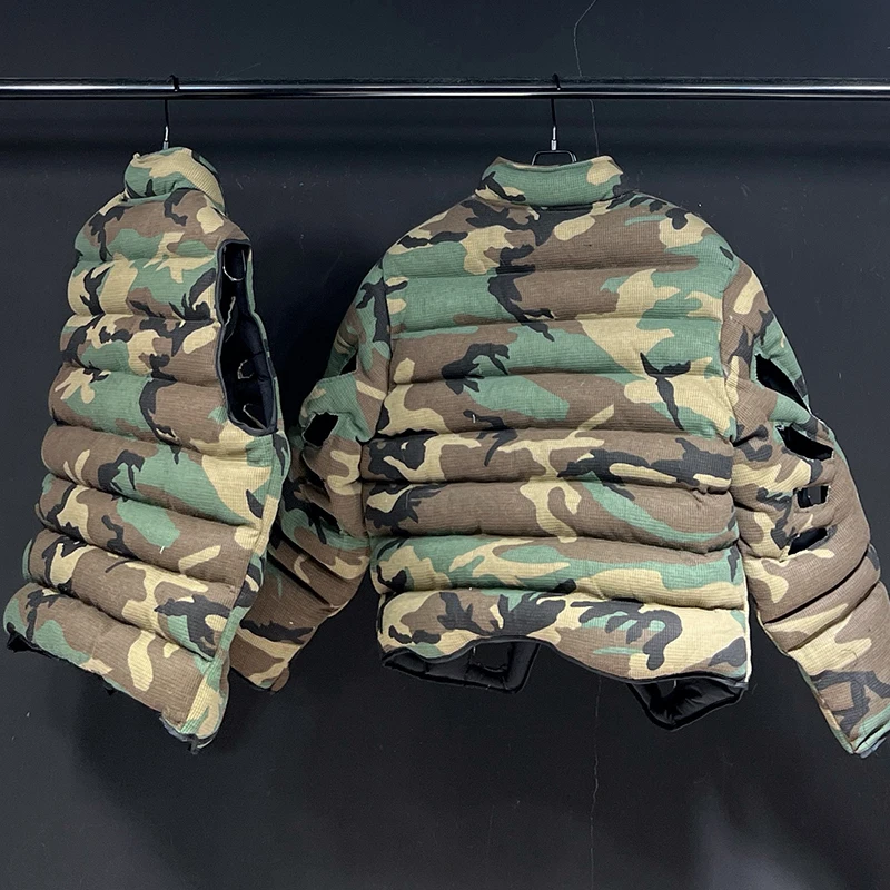 PFHQ Camouflage Vest Jacket Sleeveless Hollow Out Niche Zipper 2024 Contrast Color American Streetwear Male Tops 21Z5573