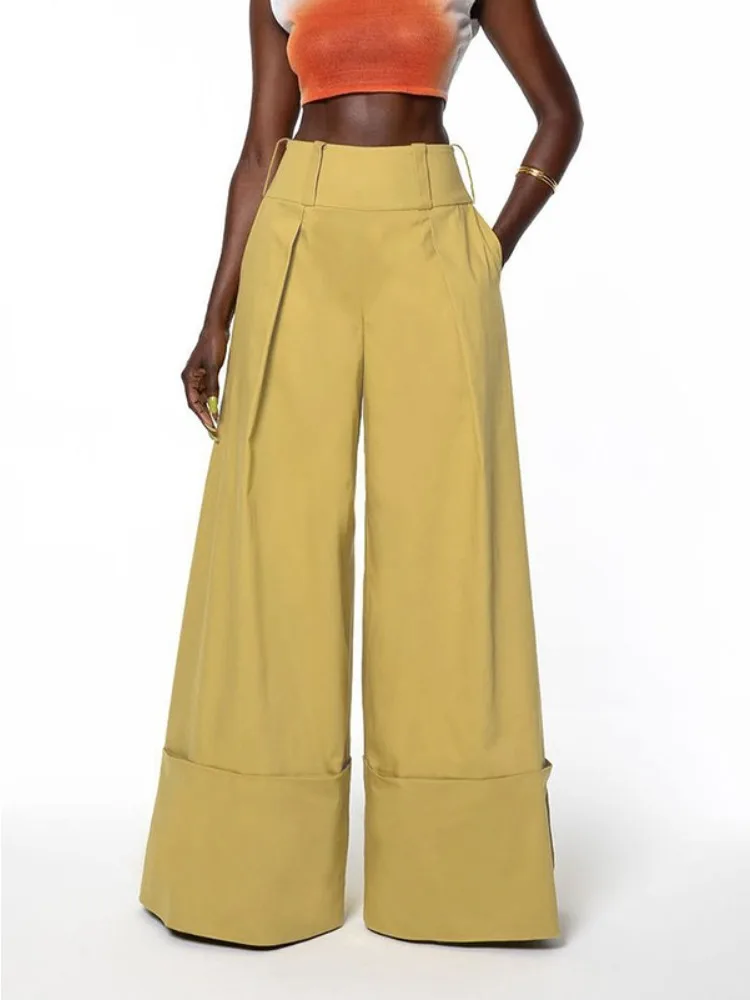 

Missuoo Summer Women's Loose Pants Solid Color Cotton-Blended High Waist Wide Leg Trousers 2025 Full Length Pleated Pants