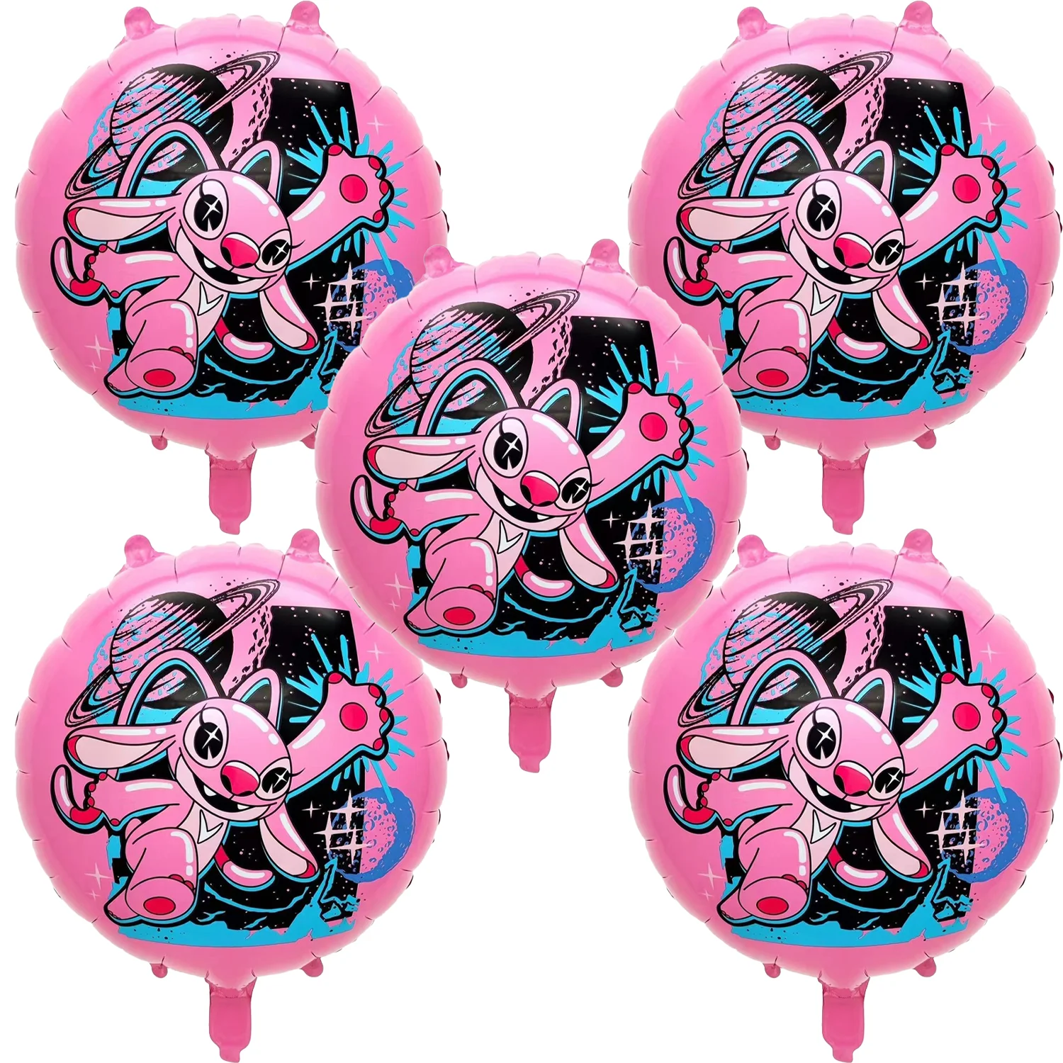 18 Zoll Lilo Stitch Geburtstagsdekorationen Luftballons Rosa Engel Mottoparty Cartoon Folienballon Kinderspielzeug Geschenk Happy Party Supplies