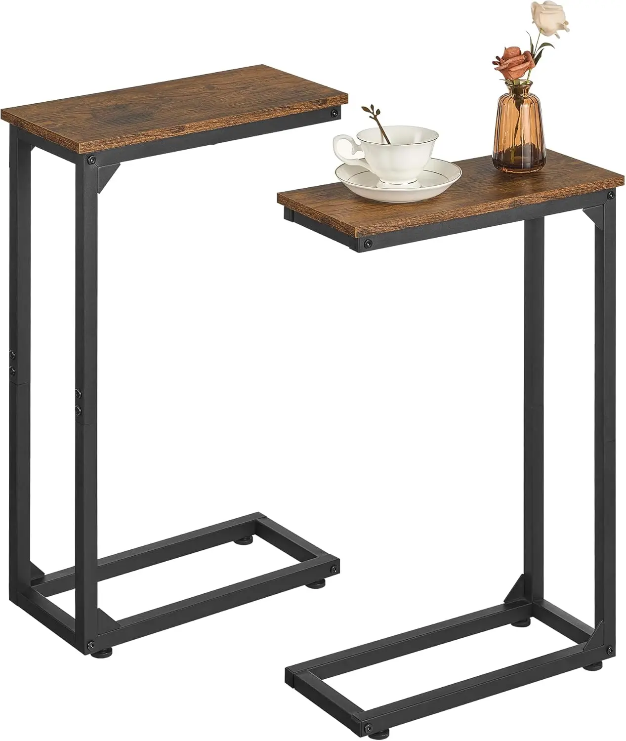 

C Shaped End Table, Couch Table That Slide Under, Small Side Table for Couch, Sofa and Bed, TV Trays Set of 2 for Small Space