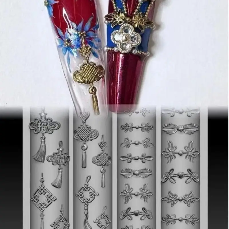 DIY manicure nagelsjablonen: 3D vlinderbloem siliconen mal, zoete strik kralenketting ontwerphulpmiddelen