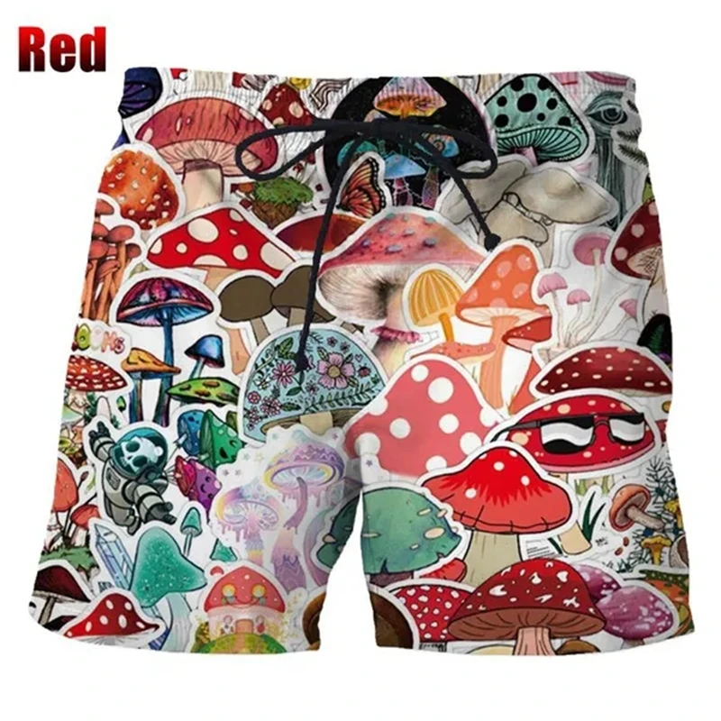 Bermuda Mushroom Men Beach Shorts Outdoor Short Pants Streetwear Hawaiian Swim Trunks Y2k Board Shorts Fitness Quick Dry Shorts