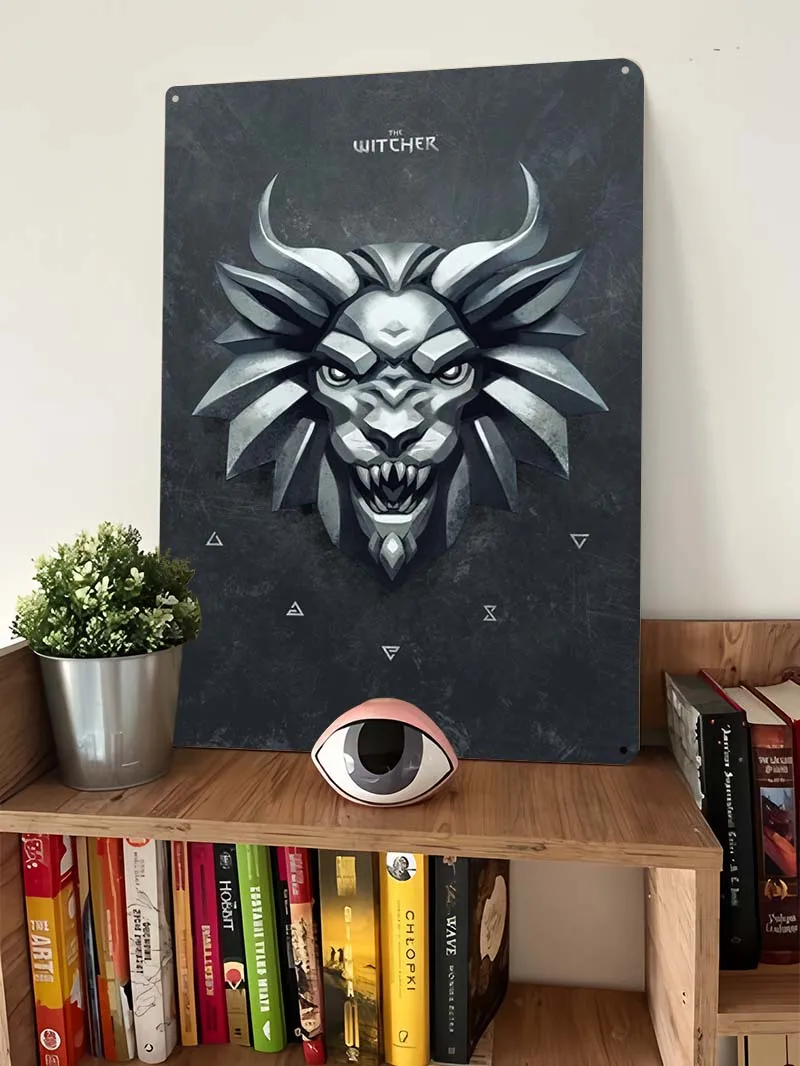 W-Witcher 3 ملصقات علامات اللعبة الشعبية ديكور الغرفة الجمالية الرجال مخصص اللاعبين لوحات القصدير المعدنية لغرفة الألعاب الديكور الرجعية