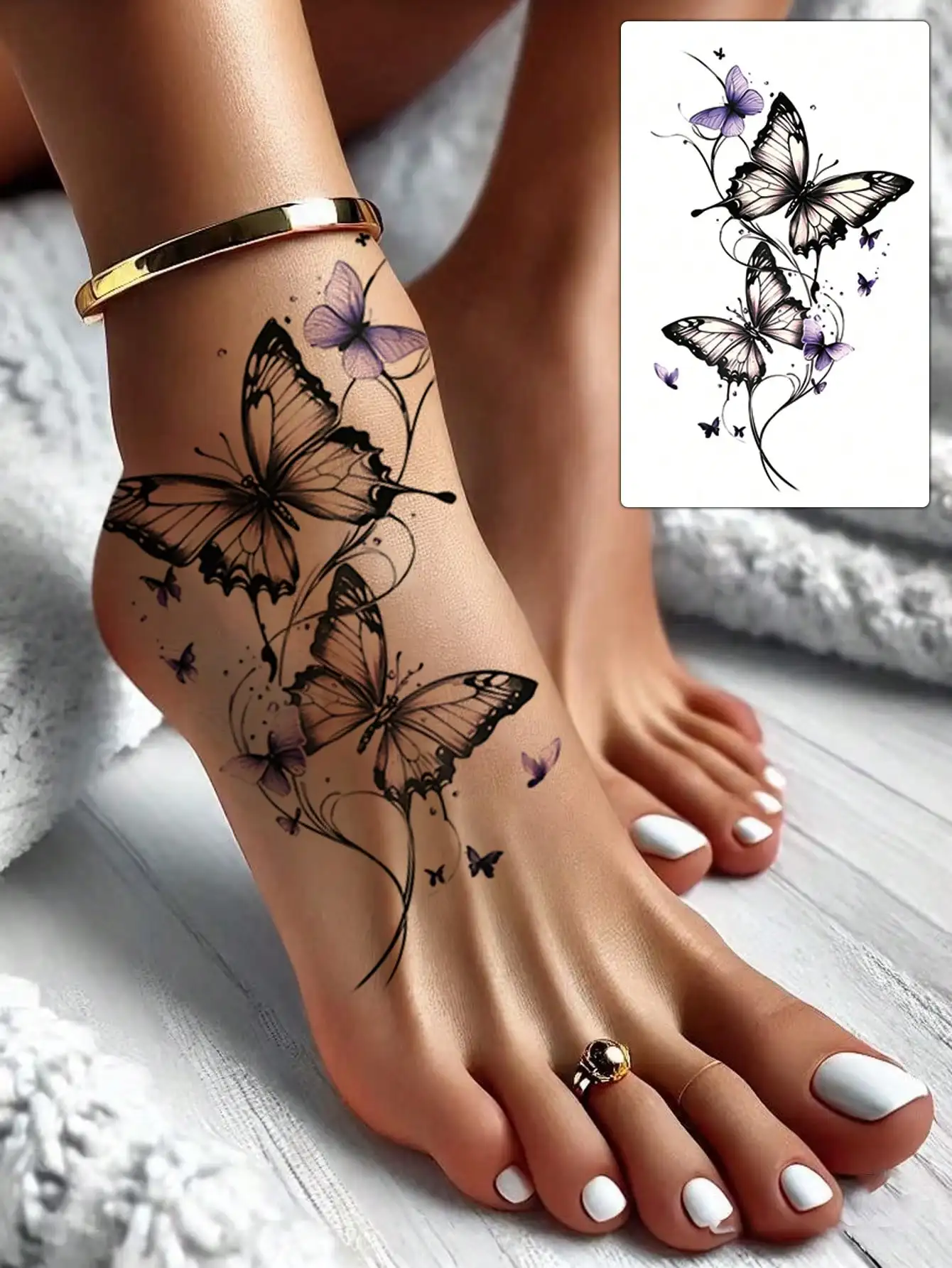 1Pc 3D Butterfly Temporary Tattoo Sticker Waterproof Fake Tattoo For Women Arm Leg