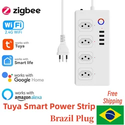 Tuya Brazil Zigbee WIFI Smart Plug Socket Smart Home Power Strip Timing SmartLife Remote Control for Alexa Google Home Appliance