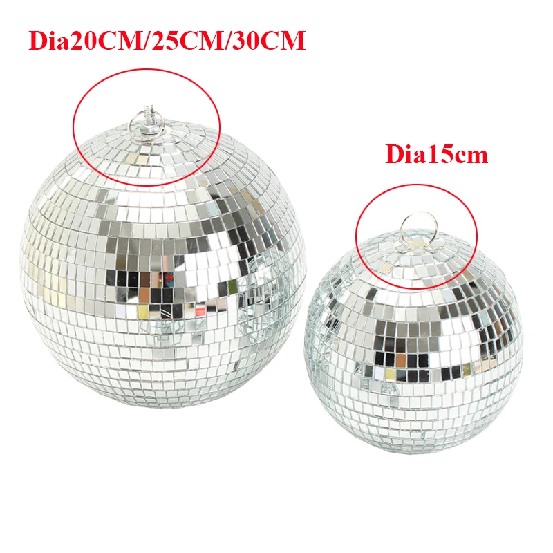 Thrisdar Dia25CM 30CM Glass Rotating Disco Mirror Ball Commercial Holiday Party Reflective Hanging Disco Ball Stage Effect Light