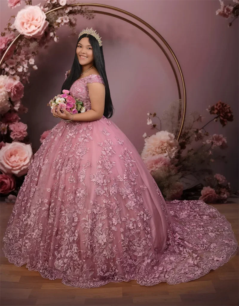 Tule Baljurk Quincenara Jurken Lieverd Van De Schouder Paarse Vestidos De 15 Quinceañera Gewaden De Soirée