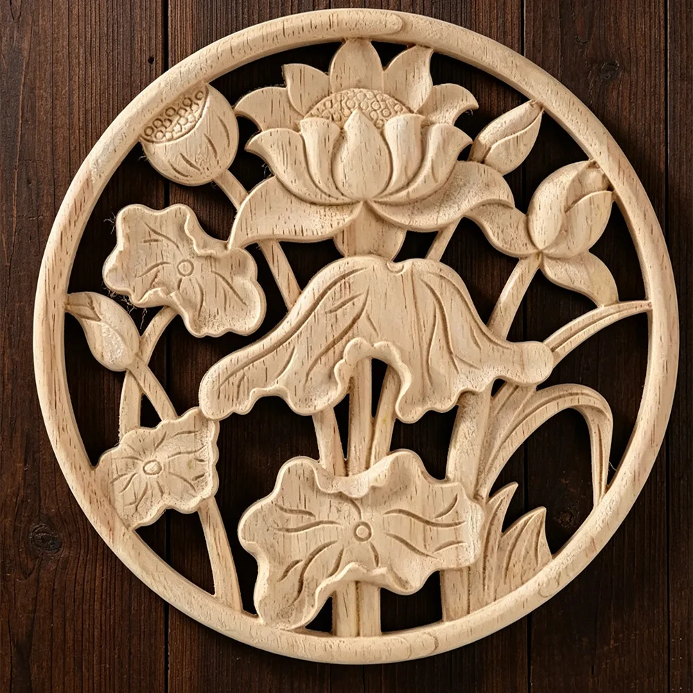 

5-40cm Vintage Floral Woodcarving Corner Appliques Frame Wall Furniture Woodcarving Decorative Wood Figurines Crafts Home Decor