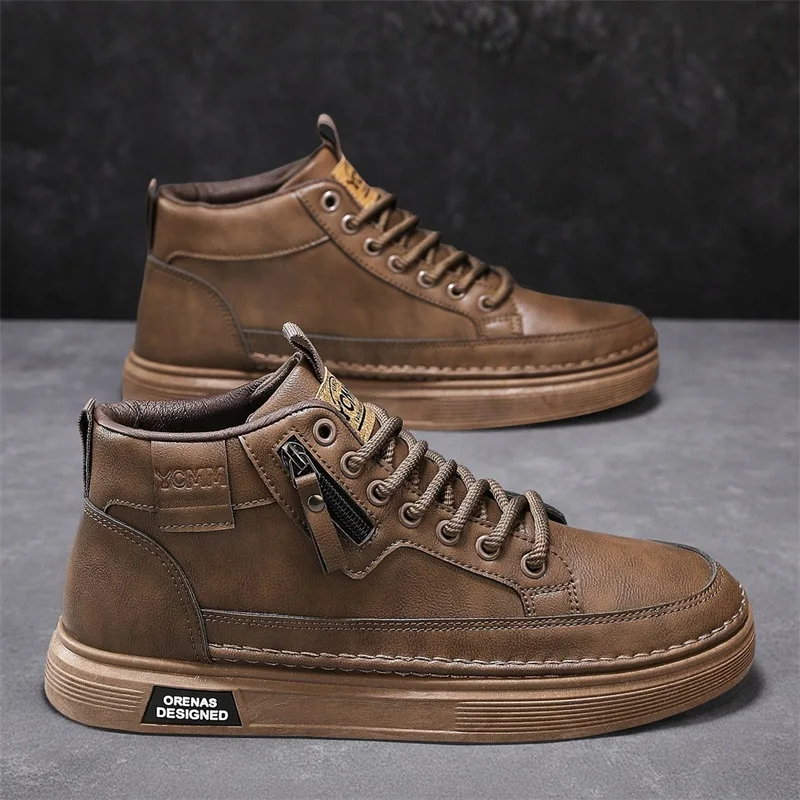 

Новые мужские четырехсезонные повседневные высокие ботинки, повседневные ботинки, удобные модные рабочие ботинки на толстой подошве, увеличивающие рост