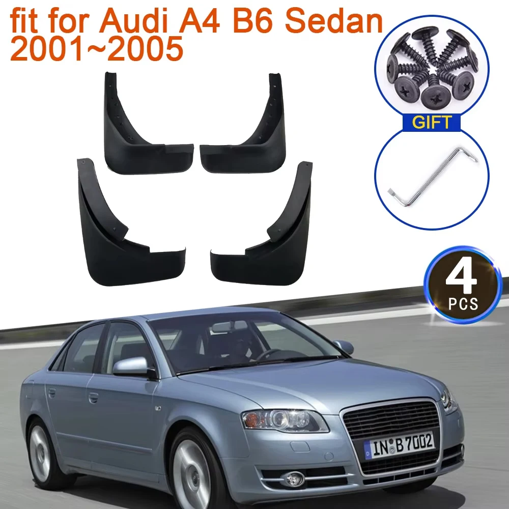 

4x Mudguards for Audi A4 B6 2002 Sedan 2001~2005 Mud Flaps Fender Auto New Guard Splash Accessories Car Styling Front Rear Wheel
