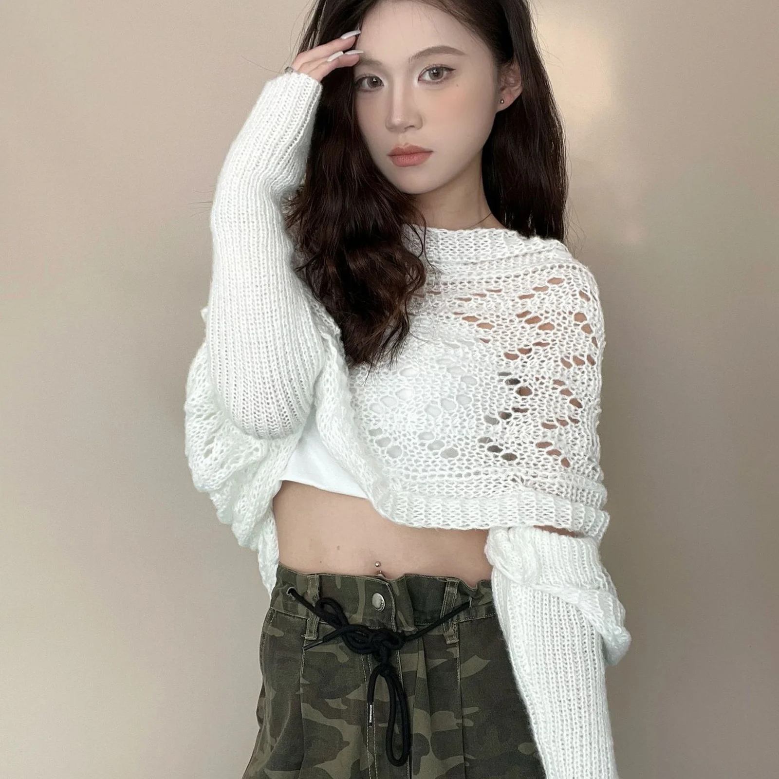 

Hair Scarf for Women Cable Knit Stole Chunky 6 Warm White Wrap