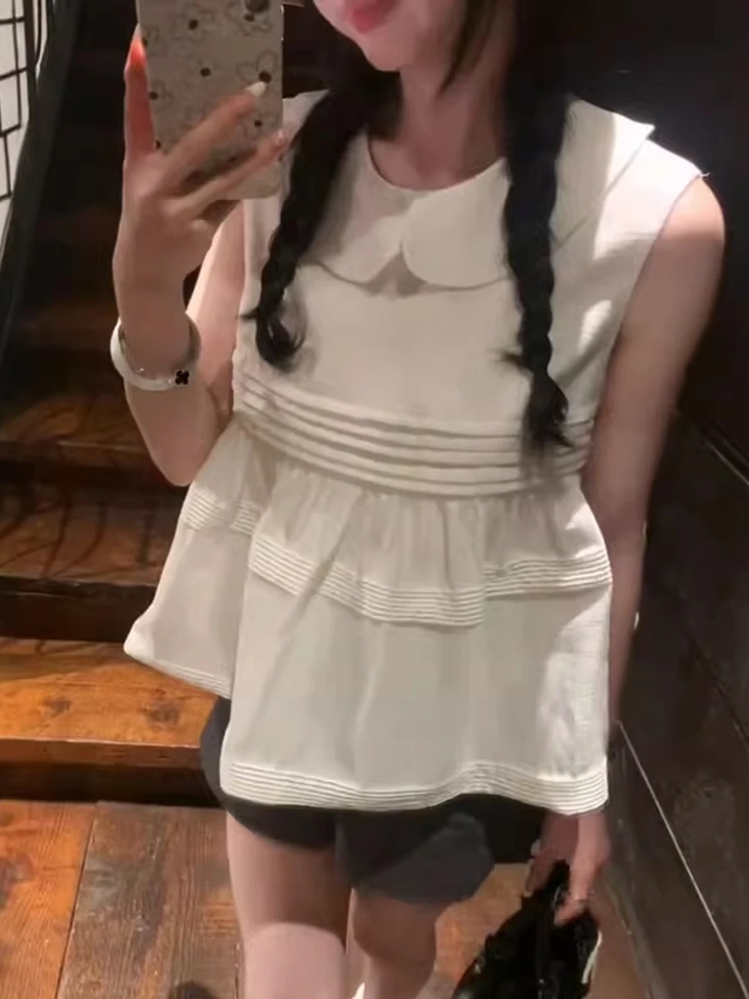 Sweet Doll Kraag Svel irt Dames Zomer 2025, Nieuw ontwerp Veelzijdige top Trendy woon-werkverkeer Sle Loose Fit Kleur