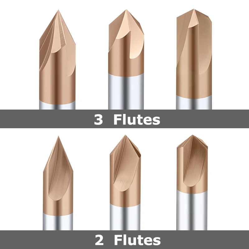 YZH Carbide Chamfer Milling Cutter 60 90 120 Degree HRC50 HRC55 Countersink Chamfering Mill V Groove For Steel/Aluminum 2/3Flute