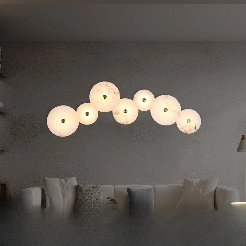 

All copper marble wall lamp living room background wall lamp post-modern minimalist atmospheric staircase