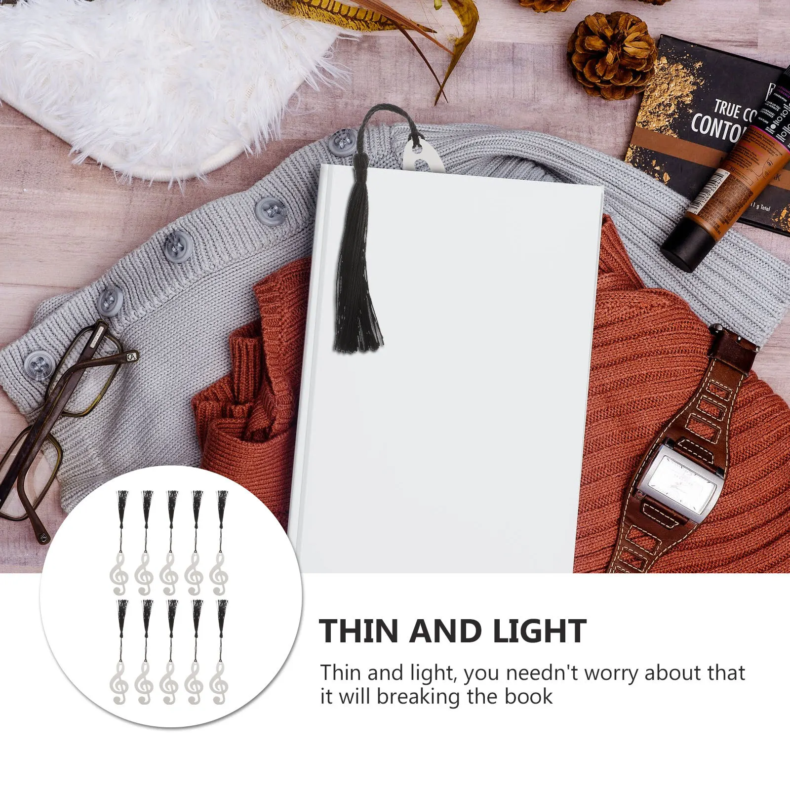 

10Pcs Creative Music Note Metal Tassel Bookmark Reading Flags Unique Decorative Bookmarks Ideal for Students Readers