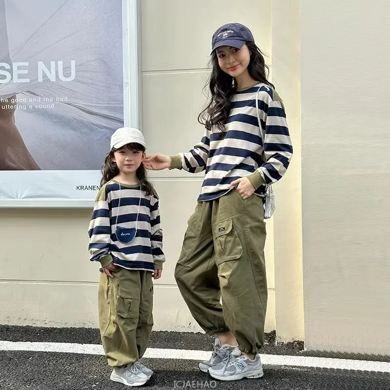 

Family Fashion Father Son Same Funny T Shirts Mother Daughter Long Sleeve Tops Parent-child KoreaSweatshirts Clothing Matching