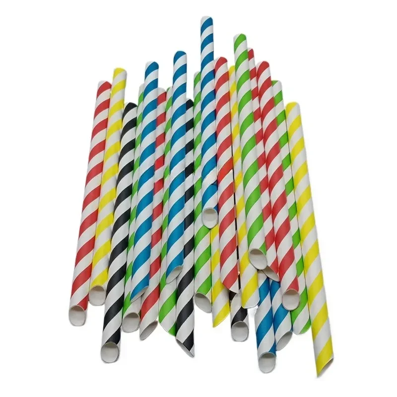 

Large diameter milk tea straw thickened paper pointed colored paper straw 12X215 pearl coconut thick straw