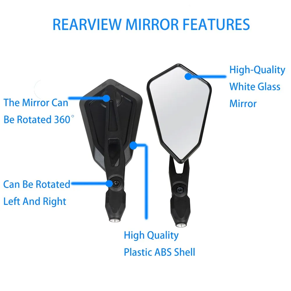 Durable Motorcycle Rearview Mirror Kit For Spiegel Paar Honda Yamaha Kawasaki Maverick Booster M10 Enduro KTM Suzuki Black