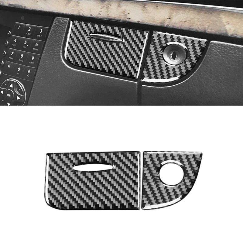 Carbon Fiber for Mercedes Benz E-Class W211 2003-2009 Copilot Storage Box Lock Cover Trim Interior Accessories