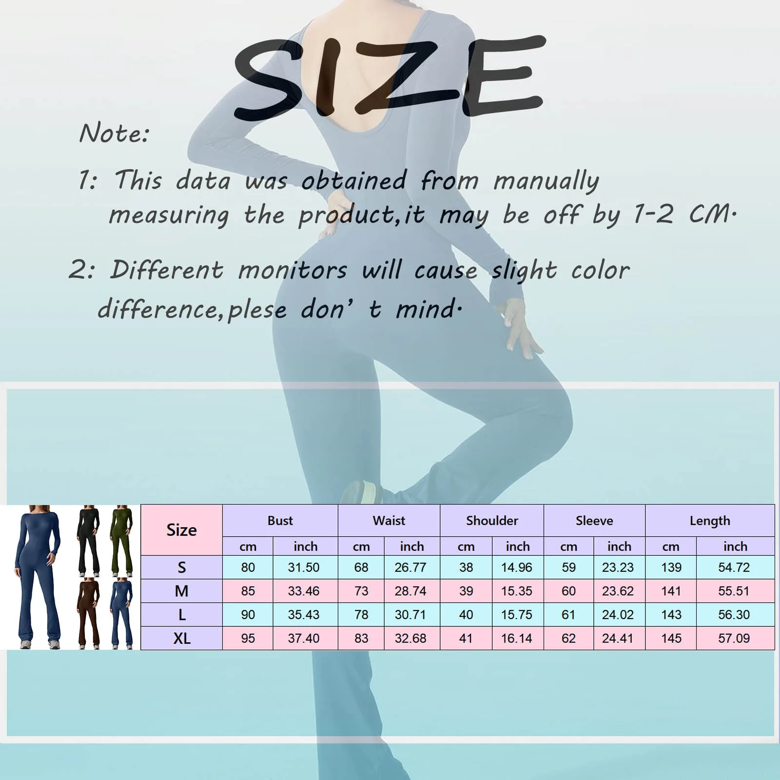 Women'S Long Sleeve Bodysuit Slim Sexy Open Back Casual Yoga Sports Overalls Plus Size One Pieces Full Length Elegant Jumpsuits