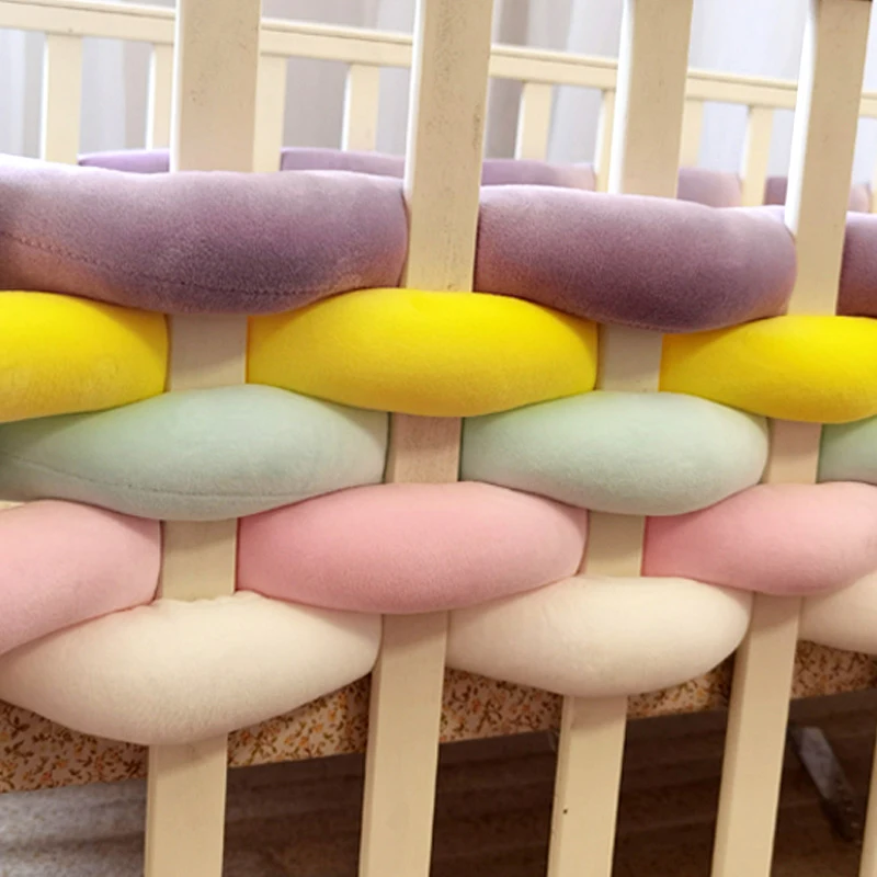 5M/6M Baby Bed Bumper Infant Pillow Cushion Braid Knot Bumper Crib Bumper Protector Room Decor Long Knotted Bedding