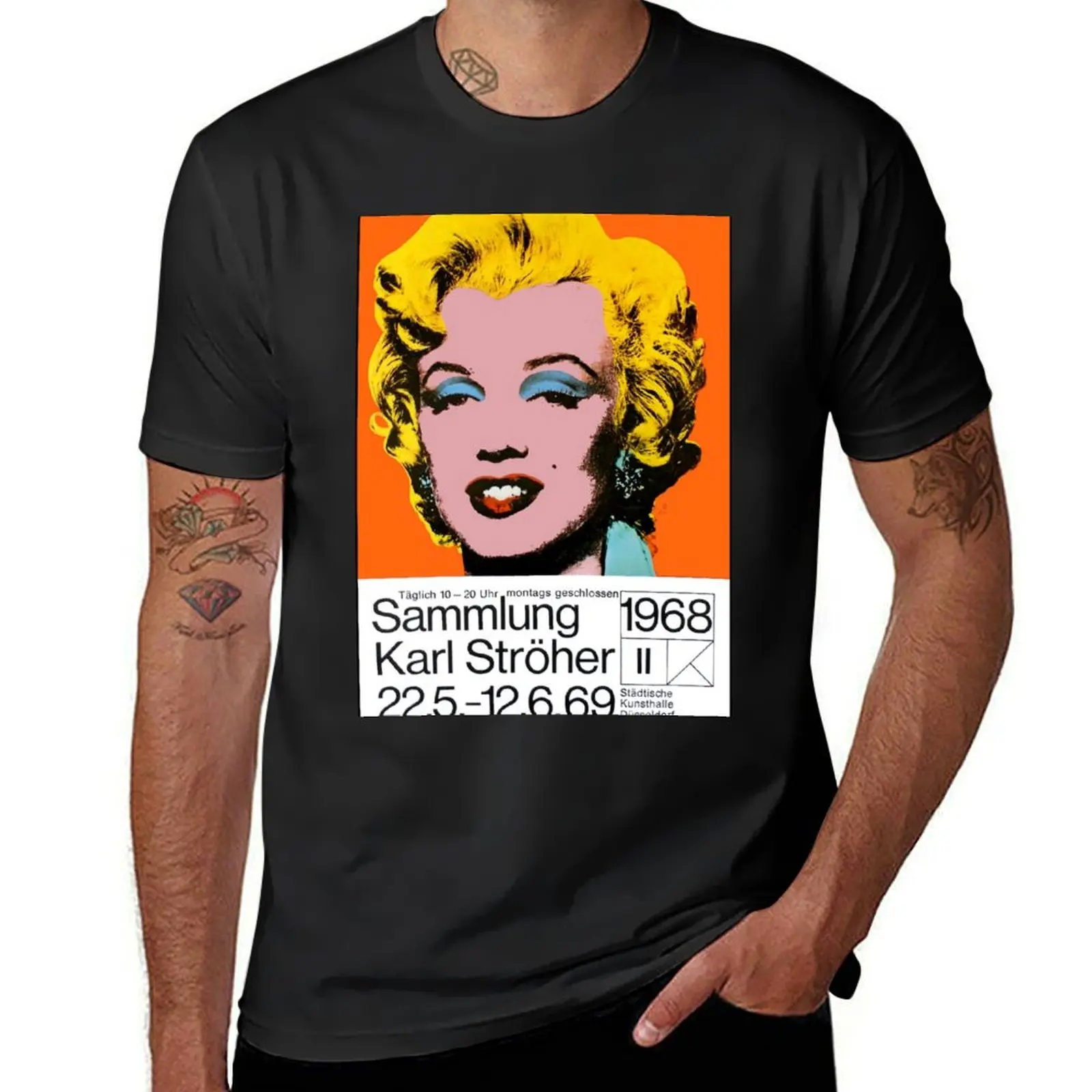 

WARHOL : Vintage 1968 Art Show Print in Dusseldorf Germany T-Shirt blue lock Luxury man croswit shirt man Men's clothing