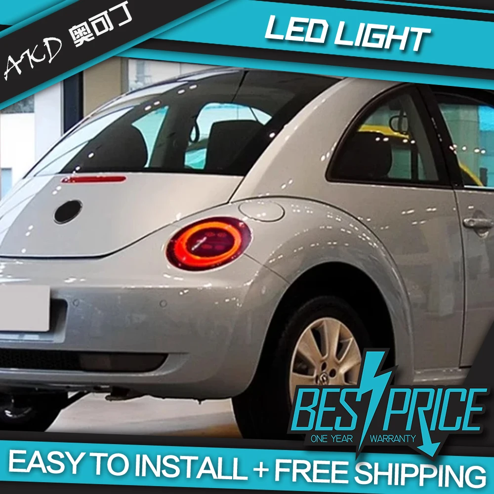 

AKD Cars Styling Headlight for VW Beetle Tail Lights 2006-2012 Beetle LED Tail Light DRL Rear Lamp Turn Signal Angel Eyes Auto