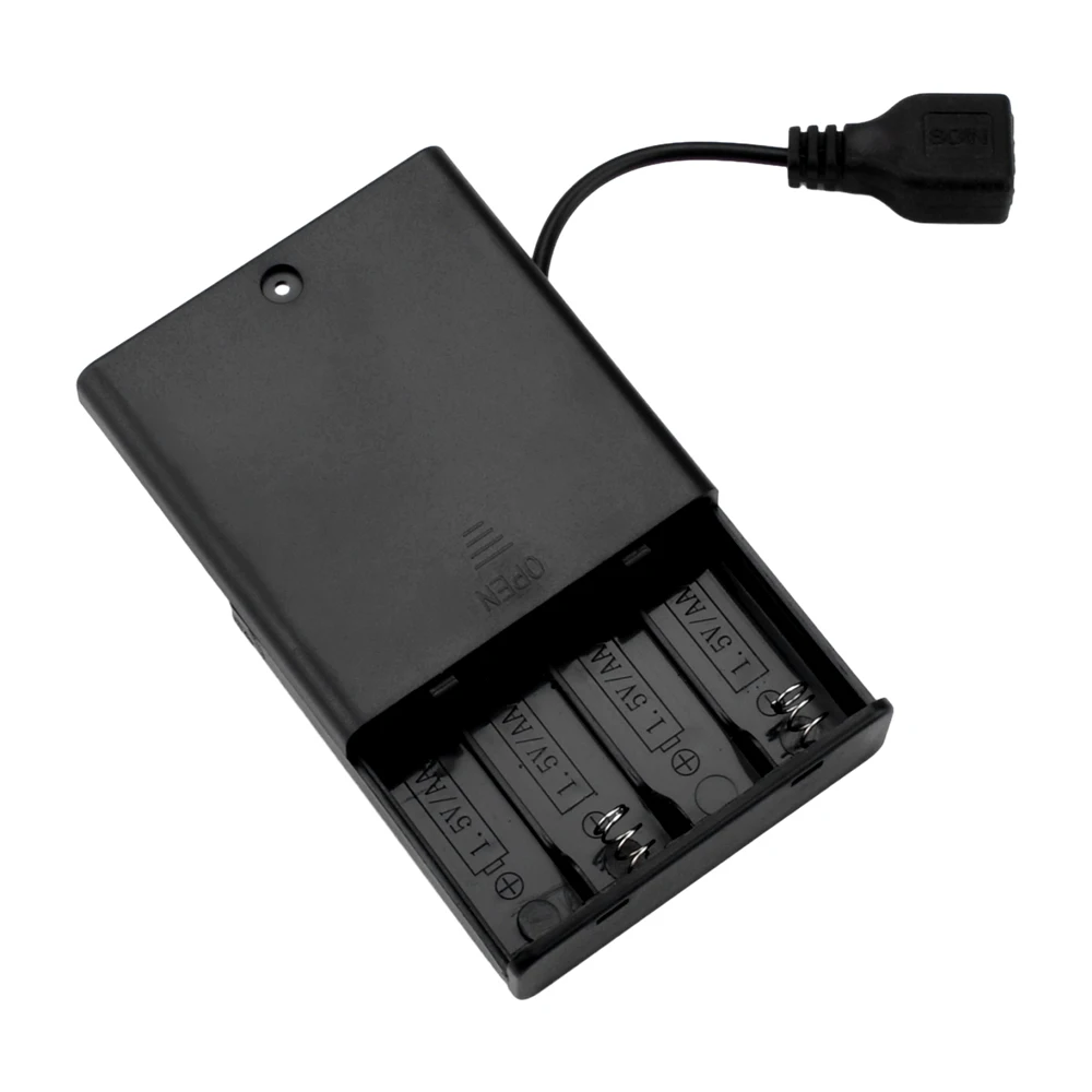 1PCS AA USB Power Battery Box Storage Case Holder LR6 Container with Wire Lead Cables for LED Strip Lights