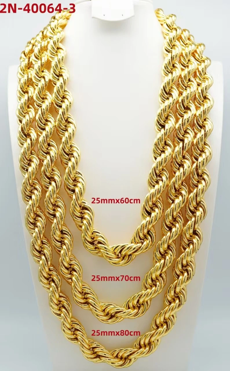 

Fashionable Trendy Twitsted Dubai Style Jewelry Set For Women Fancy Charm Necklace Torque Choker Long Chain Jewellery for Party