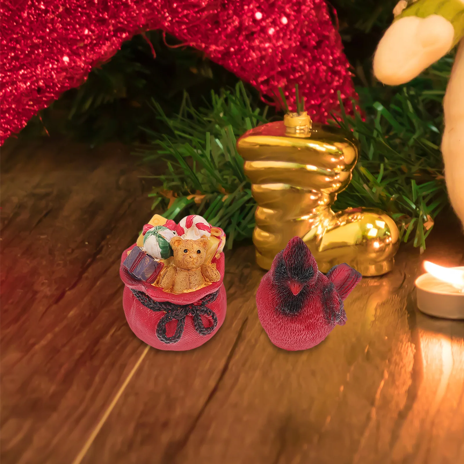 

1 set 1 Set Miniature Christmas Resin Ornament Cute Xmas Decor For Bedroom Living Room Kitchen Party Decoration Supply