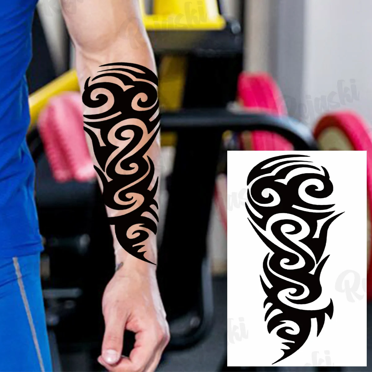 Large Totem Temporary Tattoos For Men Adults Realistic Maori Thorns Tribal Fake Tattoo Stickers Arm Body Waterproof Tatoos DIY