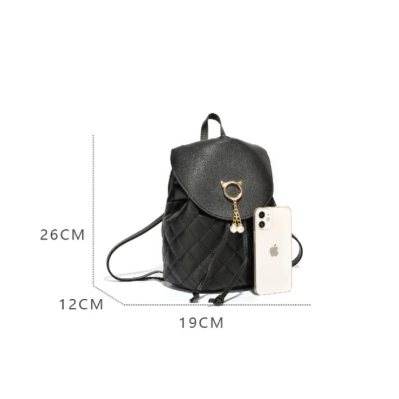 Multi-Function Diamond Lattice Phone Pouch Student Backpack Women PU Leather Shoulder Mini Small Backpack Mochilas Escolares