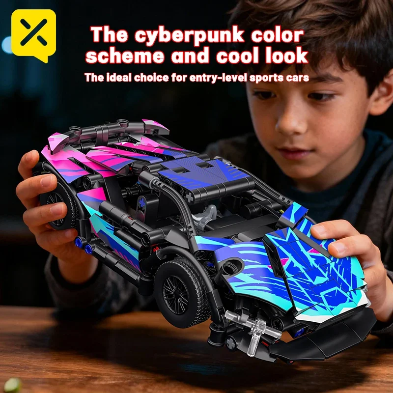 Colorido cyberpunk clássico carro esportivo 321 pçs blocos de construção requintado diy tijolos kits padrão carro corrida brinquedos para coleção