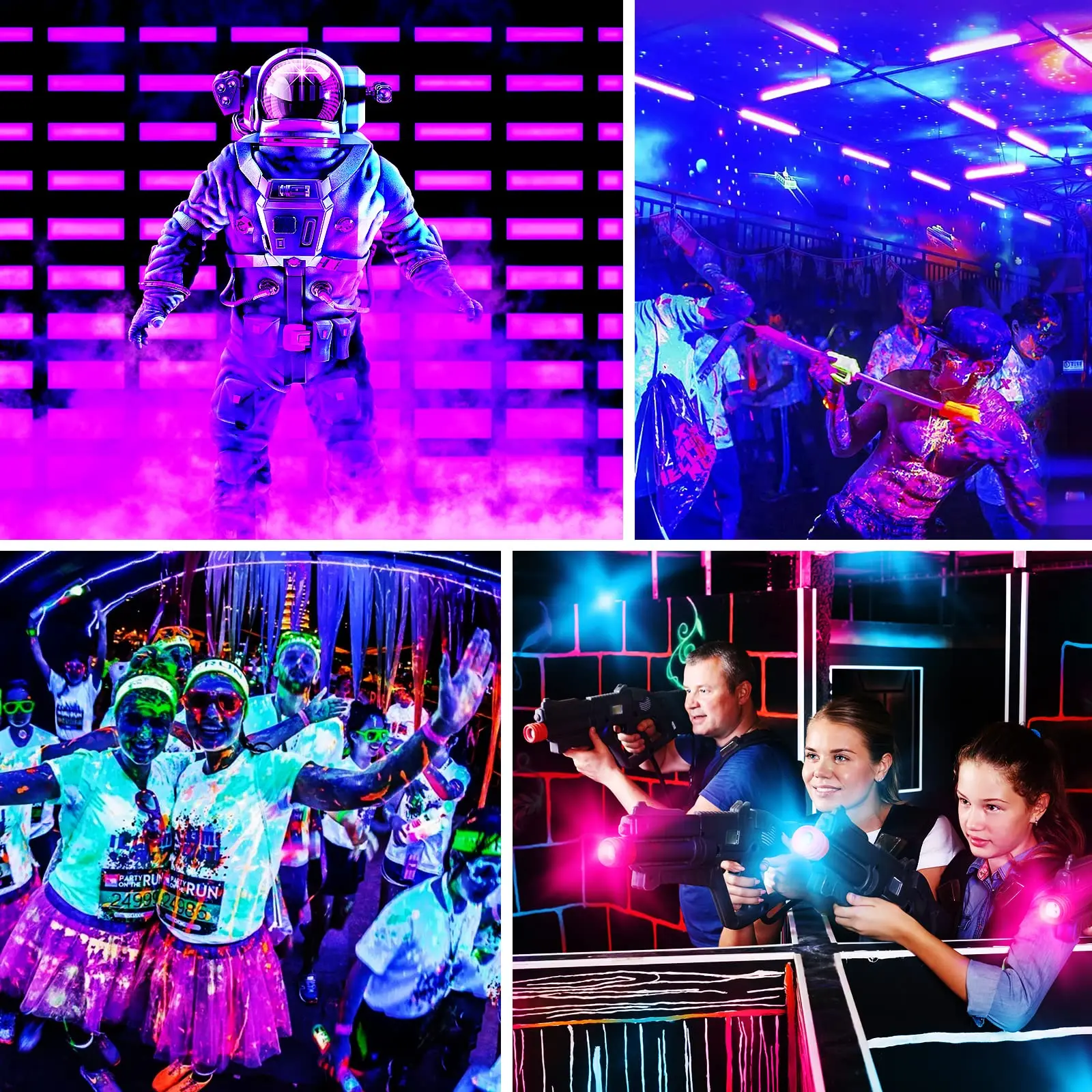 ضوء أسود للأشعة فوق البنفسجية، 2 قطعة 36 وات 12 LED شريط مصابيح الضوء الأسود 390-400 نانومتر أطوال موجية UVA مع سلك طاقة 1.5 متر، ديكور للمسرح والحفلات