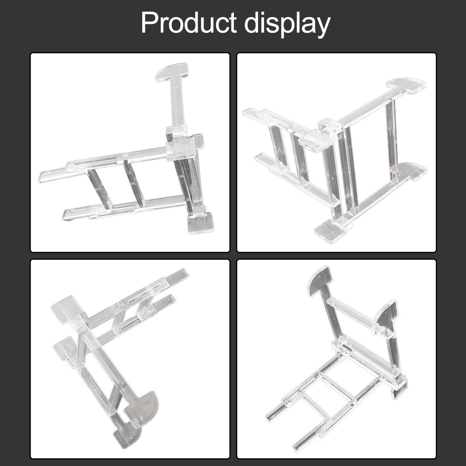 Adjustable Plastic Display , Suitable for 6'' 10'' Dish, Transparent/Black, for ideal for Art, Photos, and Plate Stands