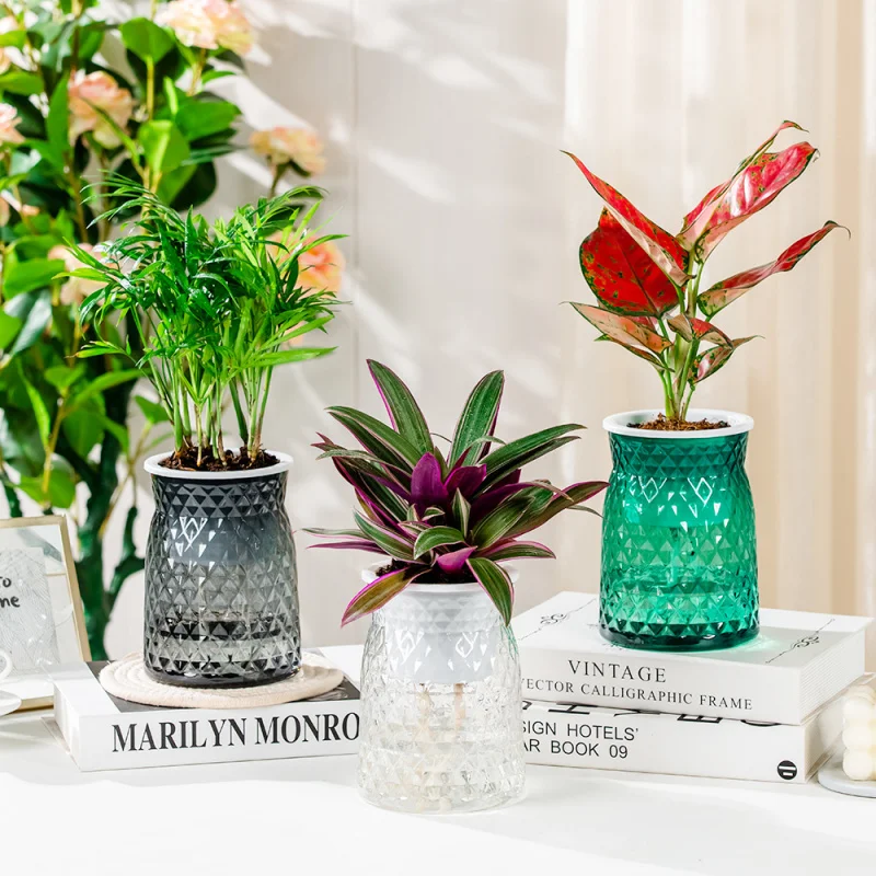 

Легкий роскошный цветочный горшок из искусственного стекла, цветочная композиция, культивирование воды, прозрачный видимый уровень воды, смоляная ваза для жизни R