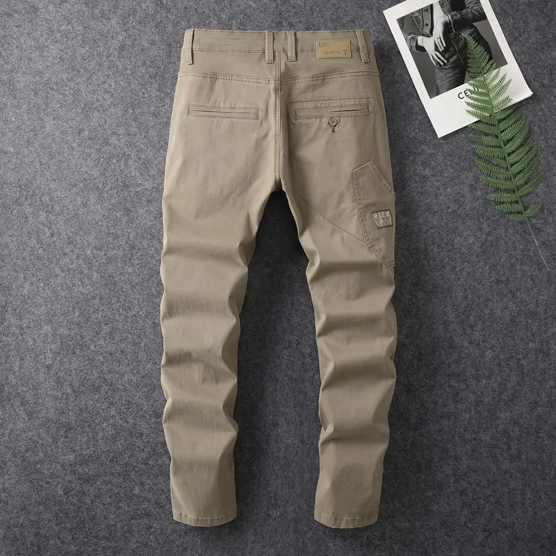 Pantalones largos de mezclilla para hombre, ropa de trabajo versátil, ajustada, para pies pequeños, moda japonesa, informal, verano, 2024