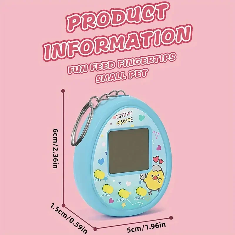 وحدة تحكم ألعاب الحيوانات الأليفة الافتراضية المحمولة على شكل رسوم كرتونية لطيفة مع سلسلة مفاتيح محمولة صغيرة إلكترونية لرفع الحيوانات الأليفة تعمل بالبطارية