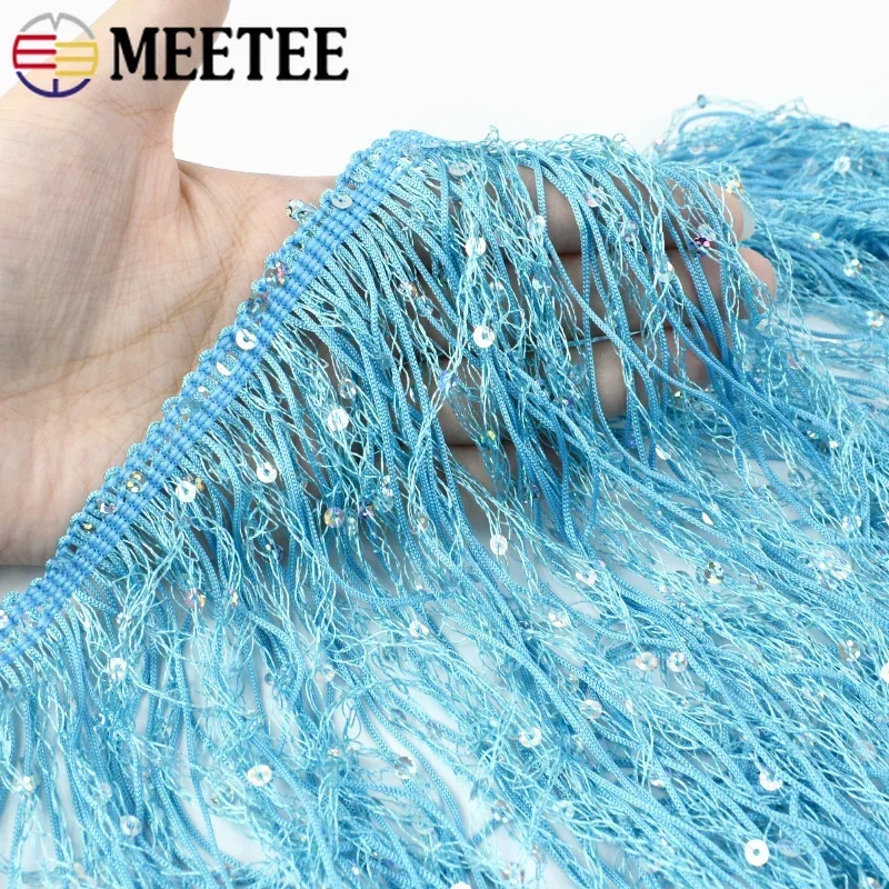 1/2/3/5M 20cm Sequin Fringe Tassel for Sewing Latin Dress Lace Trim Fabric Dance Performance Bags Fringes Ribbon DIY Accessories