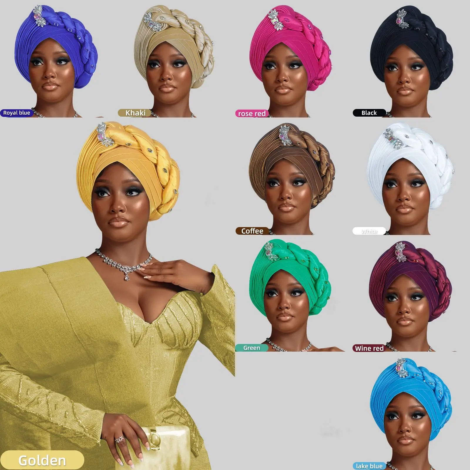 

New fashionable African Muslim braid laminated adhesive drill heavy duty head hat Muslim hat African hat