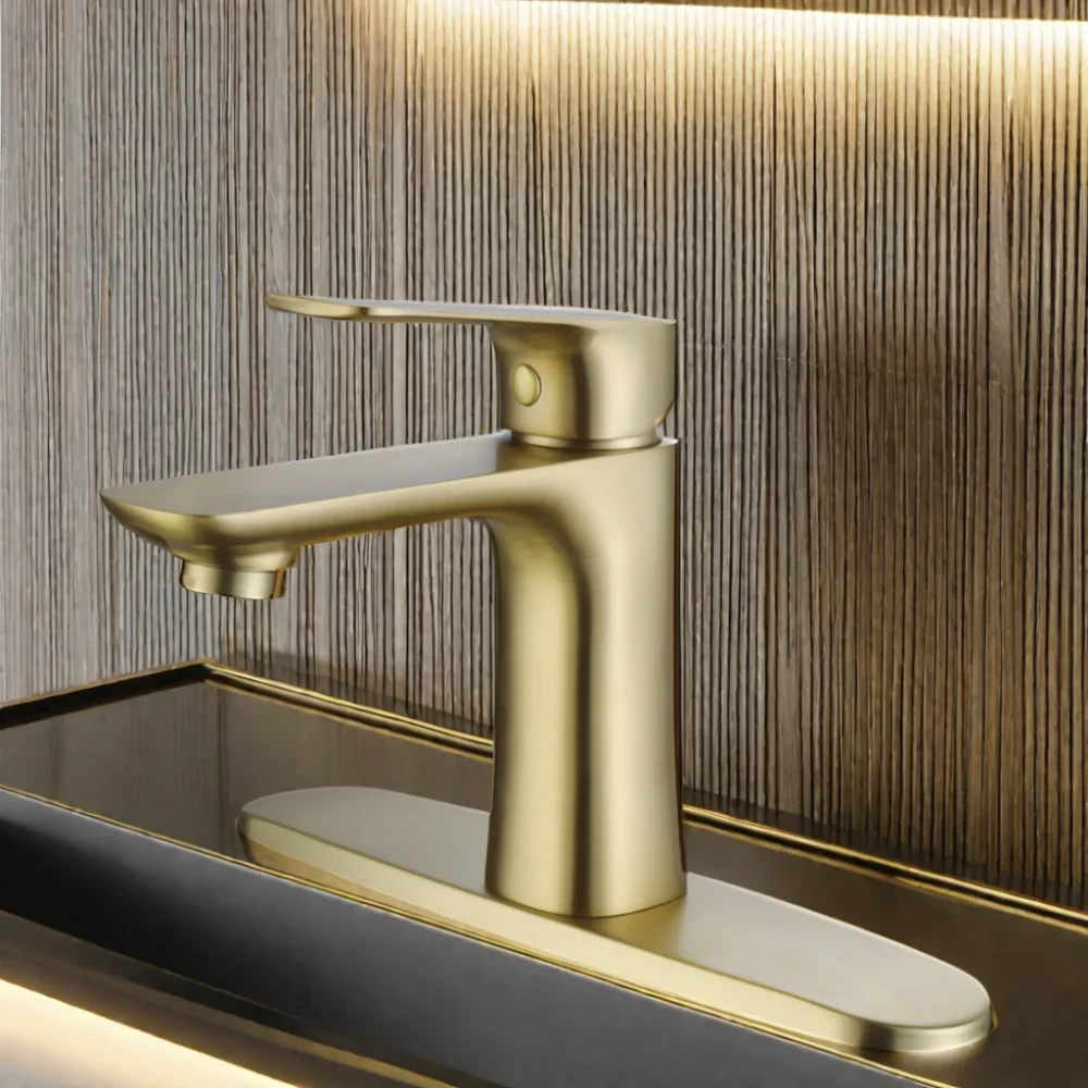 

Luxury Smart 304 Stainless Steel Brushed Gold Sink Faucet Hot Cold Water Basin Faucets Brass Zinc Body for Bathroom Lavatory