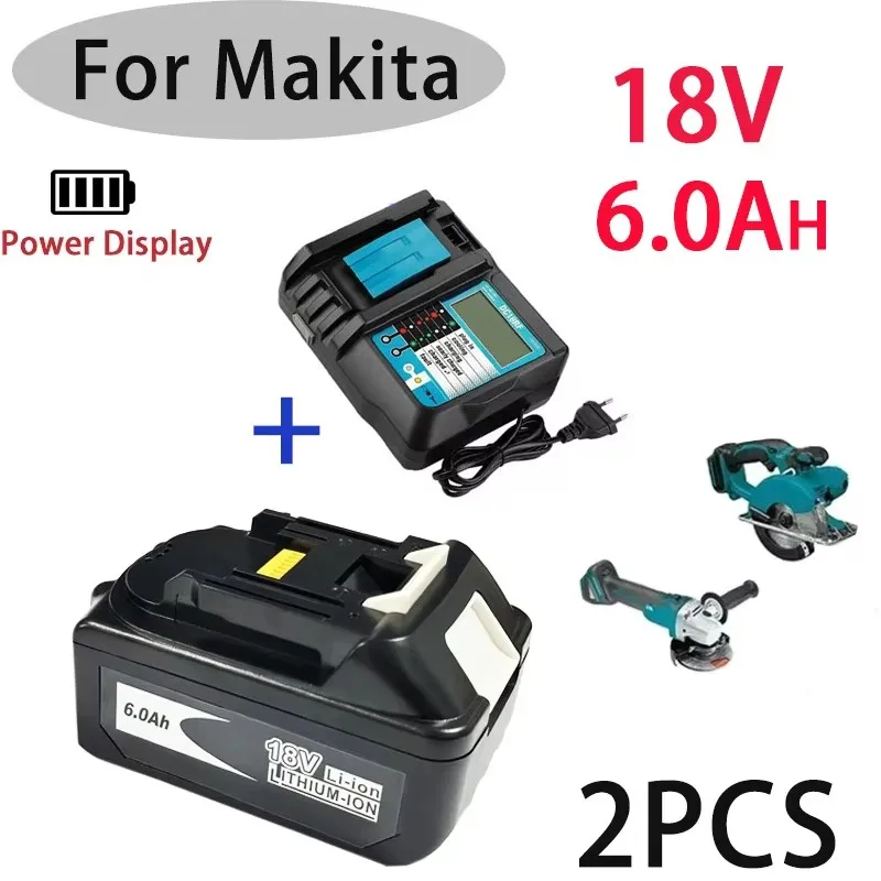 

2024 Makita rechargeable lithium-ion battery,power tool replacement battery+charger , 18V 6.0Ah, BL1830, BL1815, BL1860, BL1840