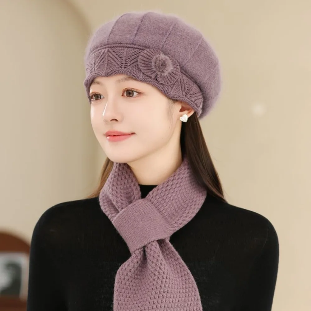 عارضة رشاقته أمي قبعة وشاح يندبروف الأرنب الفراء قبعات منسوجة Coldproof الشتاء قبعة وشاح المرأة