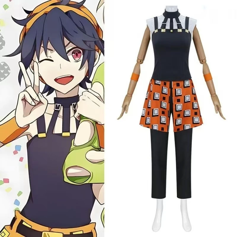 

Narancia Ghirga Cosplay Outfit JoJo's Bizarre Adventure Golden Wind Costume Set Sleeveless Top Pants Halloween Carnival Suit