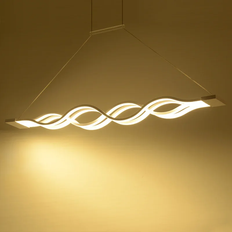 Candelabro de diseño ondulado para comedor, luces de araña blancas y negras, iluminación Led moderna, CA 85-260V, 100CM, 120CM