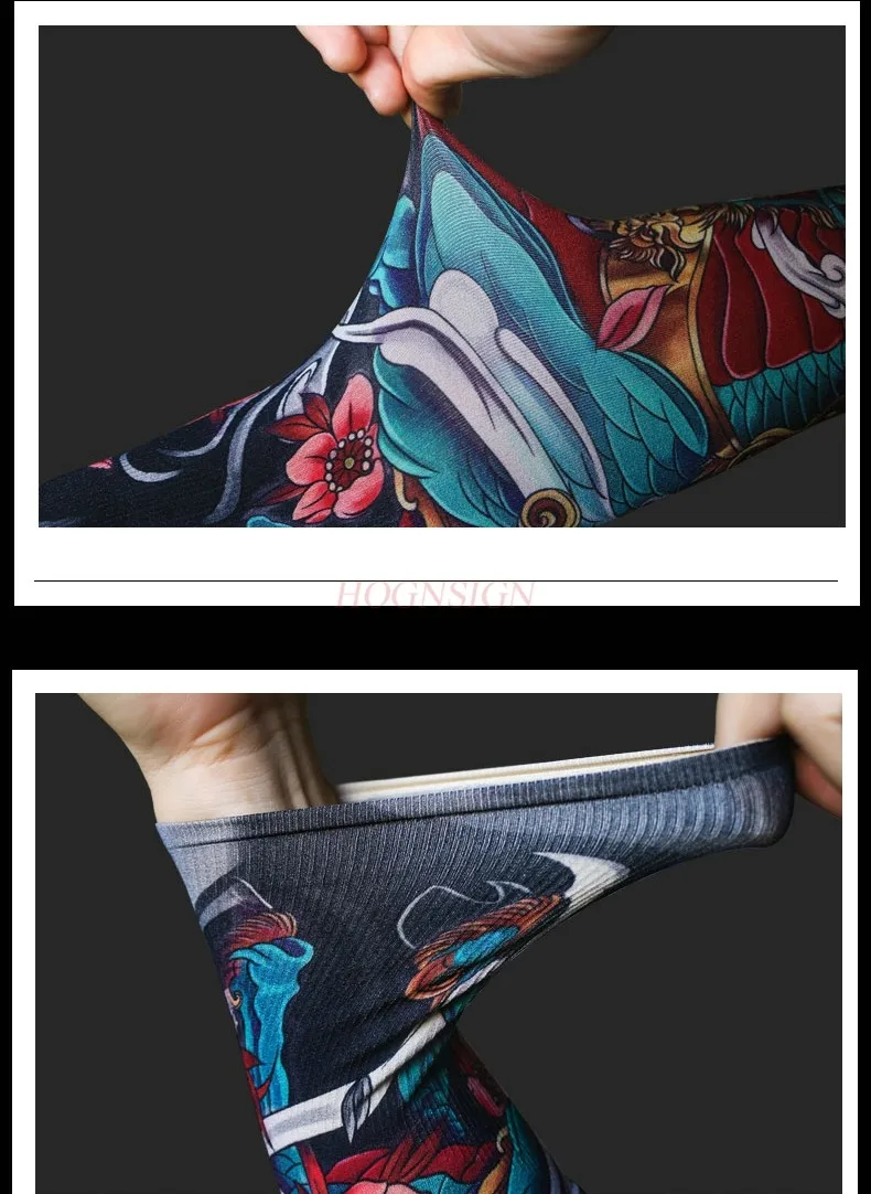Original Design Ice Silk Sleeves, Unisex Kirin Tattood Gloves, Breathable Ice Sleeves, Summer