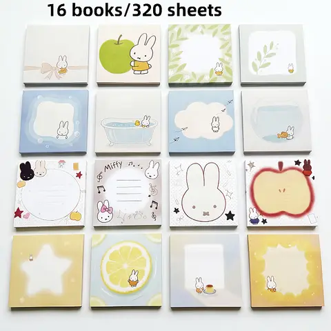 80/320 Sheets Miffy Post-it Notes Kawaii Multi-unctional Student Memo Office Message Notes High Appearance Sticker Gifts