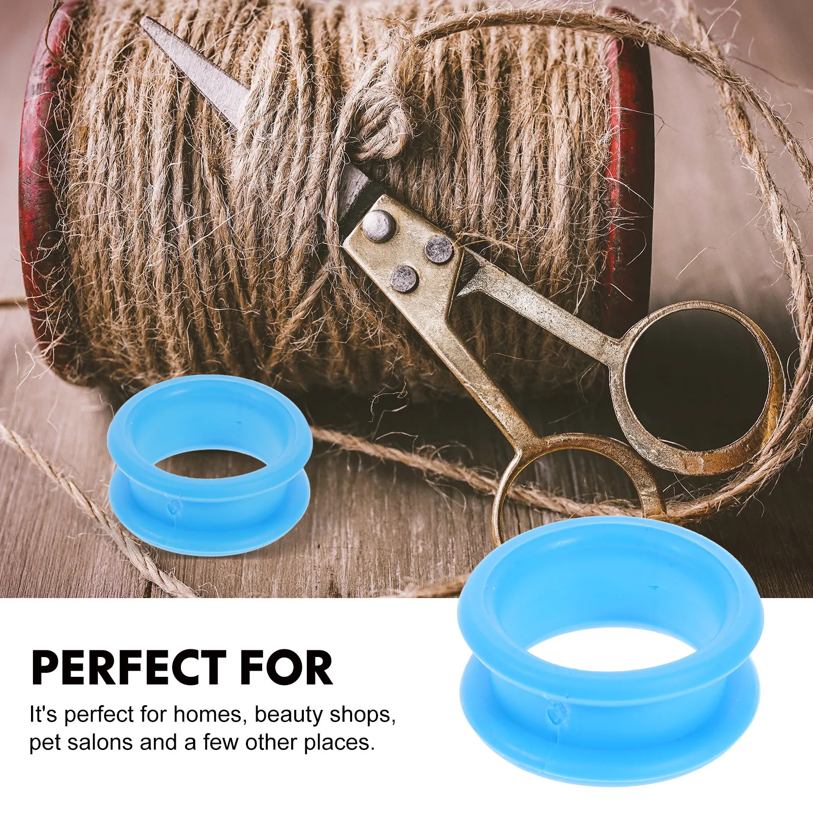 

6Pcs Scissors Finger Rings Silicone Supple Protective Finger Covers Comfortable Anti-Friction Hair Salon Pets Rings
