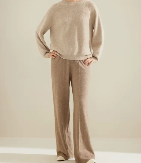 Pure cashmere sweater women's winter new round neck bat sleeve lazy warm knit top